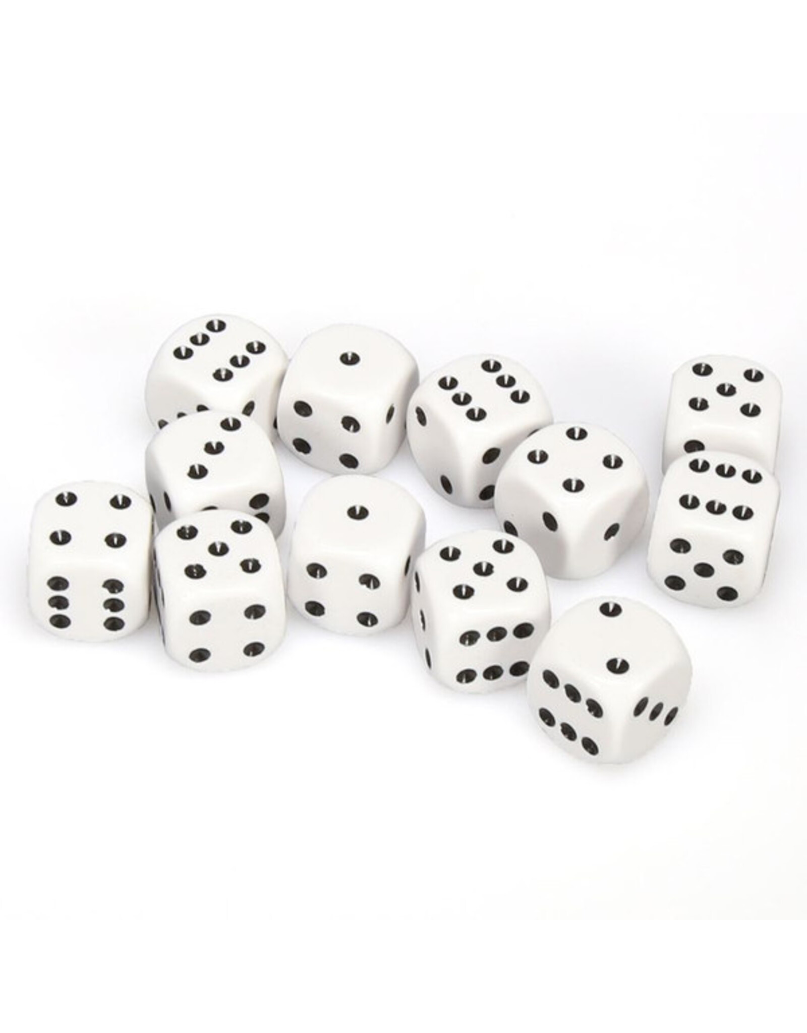 Chessex d6 Cube 16mm Opaque White with Black (12)