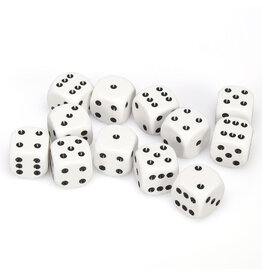 Chessex d6 Cube 16mm Opaque White with Black (12)