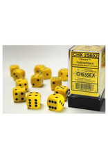Chessex d6 Cube 16mm Opaque Yellow with Black (12)