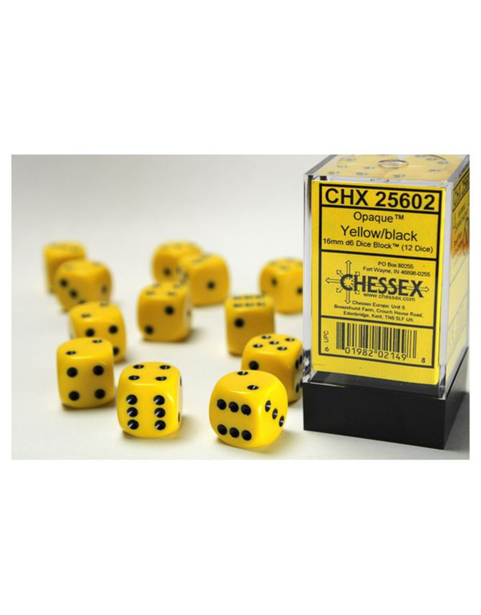 Chessex Opaque: 16mm D6 Yellow/Black (12)