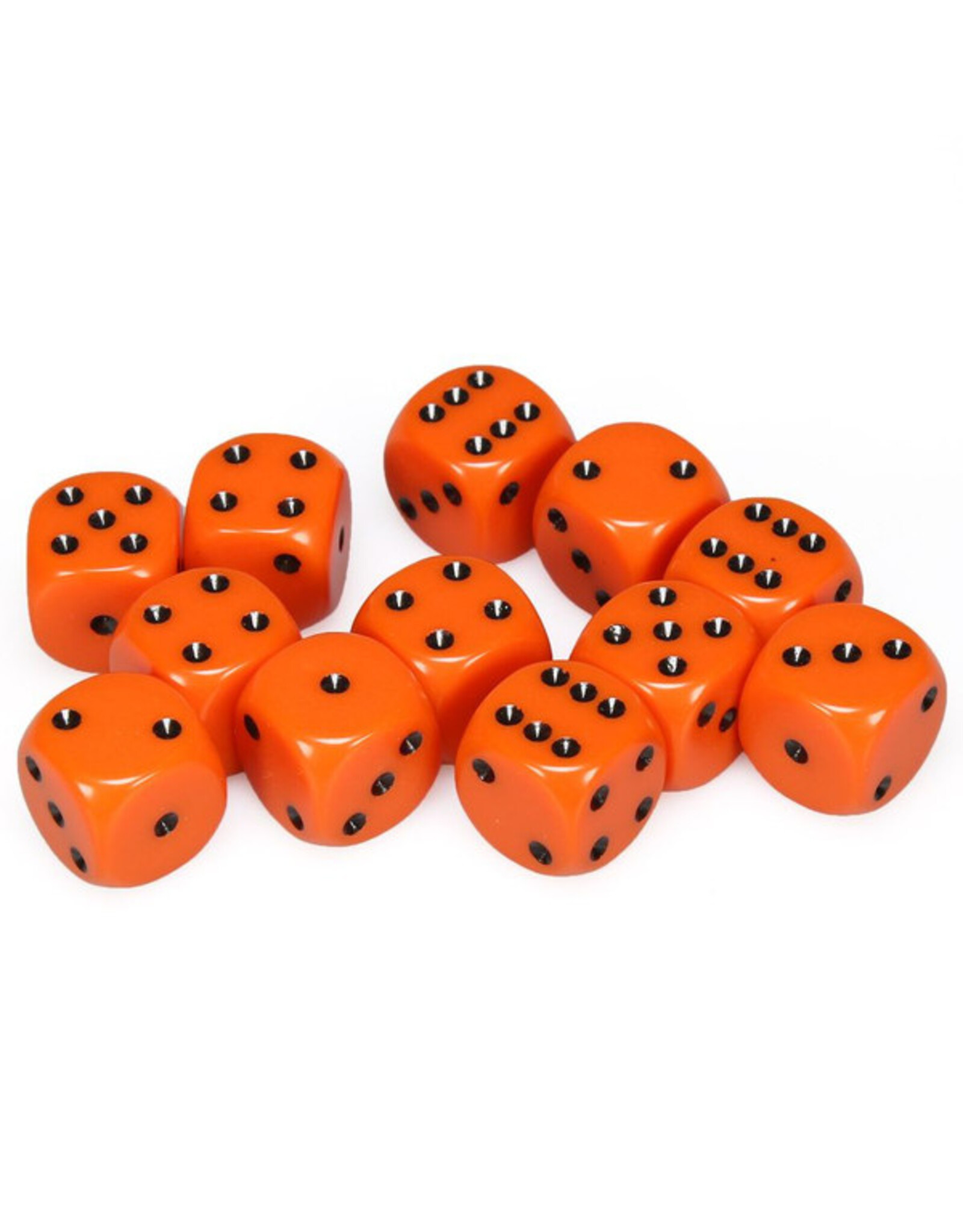 Chessex d6 Cube 16mm Opaque Orange with Black (12)
