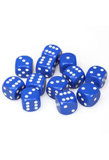Chessex d6 Cube 16mm Opaque Blue with White (12)