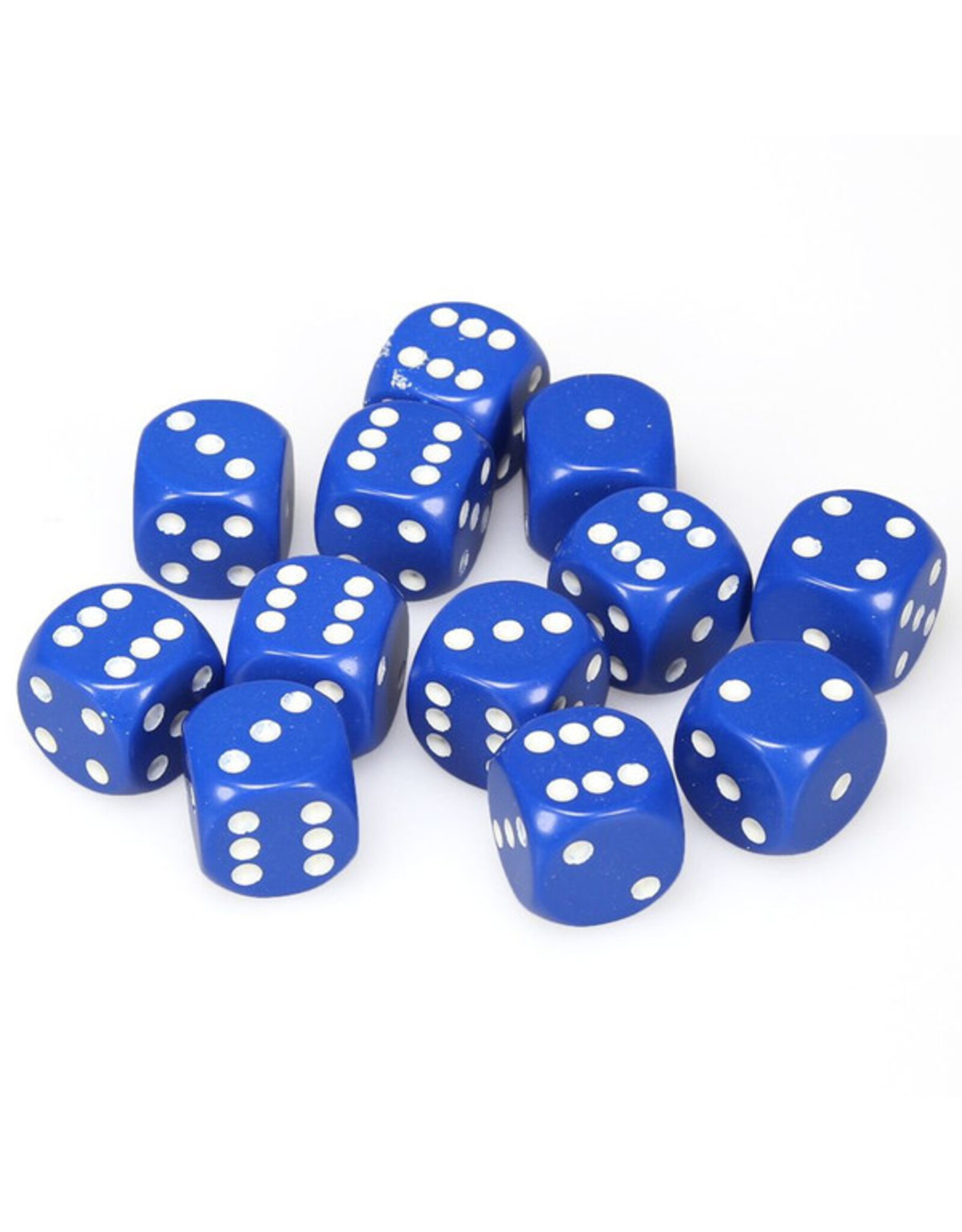 Chessex d6 Cube 16mm Opaque Blue with White (12)