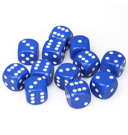 Chessex d6 Cube 16mm Opaque Blue with White (12)