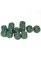 Chessex d6 Cube 16mm Opaque Dusty Green with Copper (12)