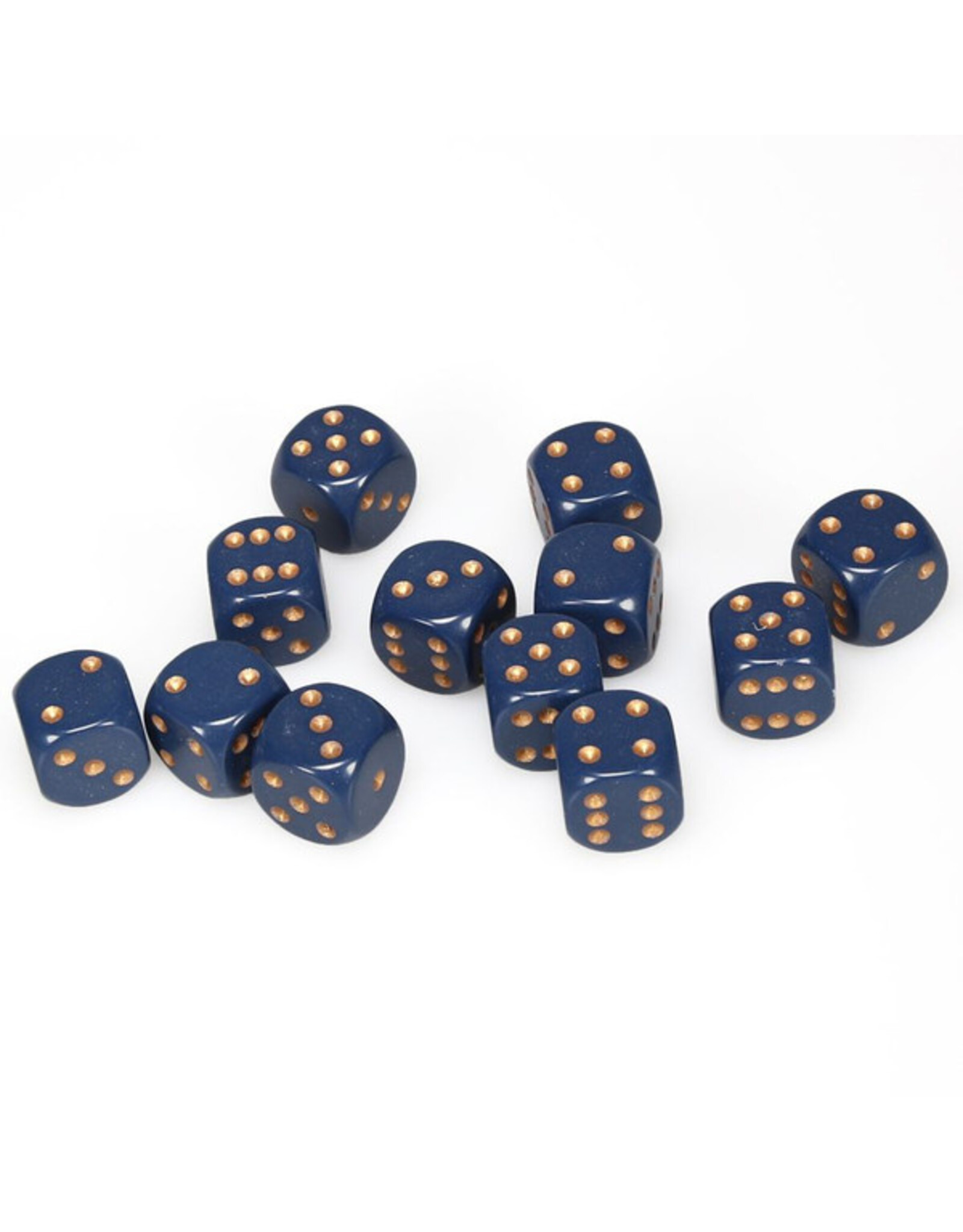 Chessex d6 Cube 16mm Opaque Dusty Blue with Copper (12)