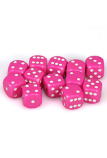 Chessex d6 Cube 16mm Opaque Pink with White (12)