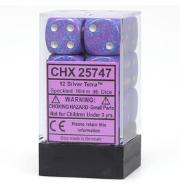 Chessex d6 Cube 16mm Speckled Silver Tetra (12)