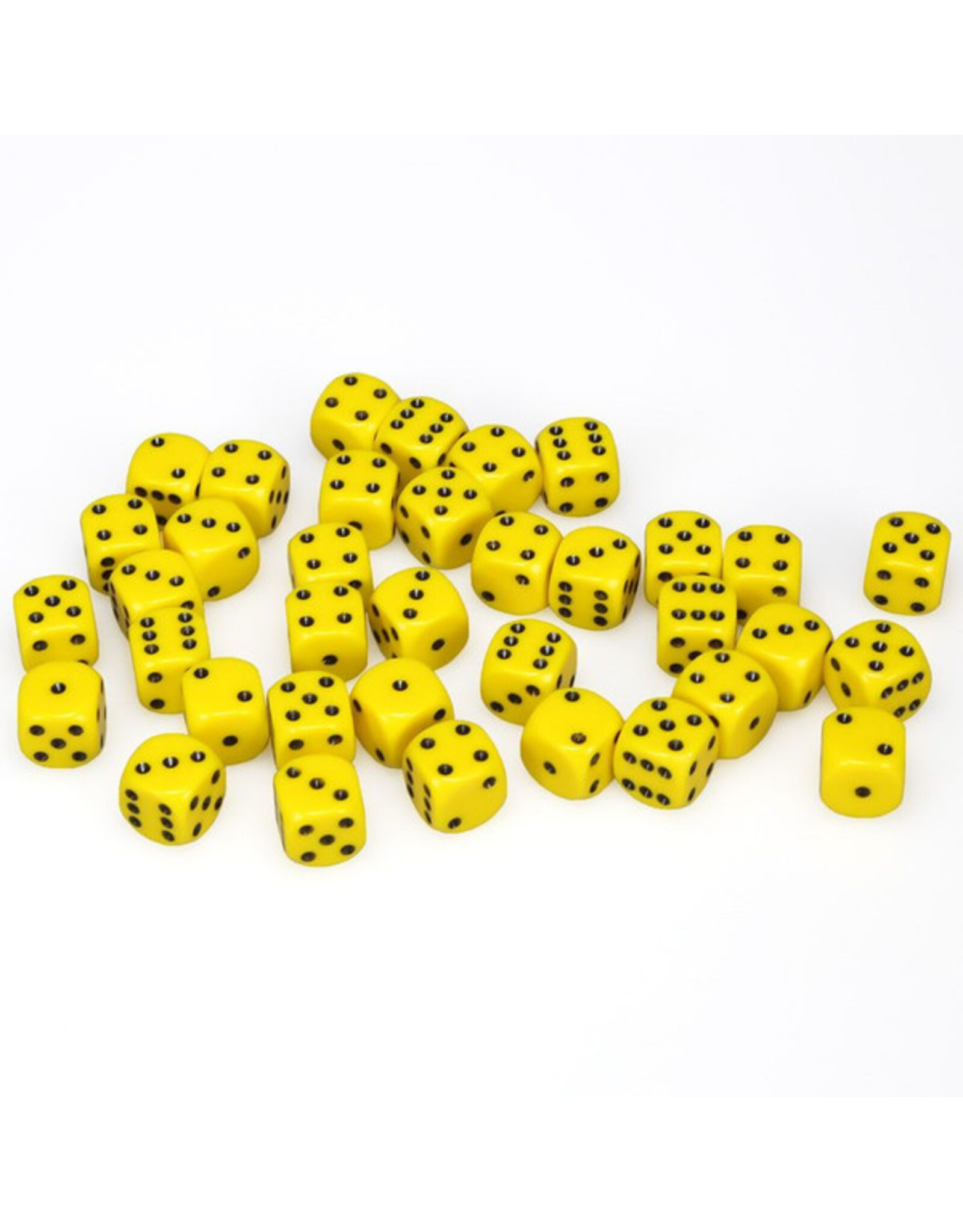 Chessex d6 Cube 12mm Opaque Yellow with Black (36)