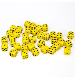 Chessex d6 Cube 12mm Opaque Yellow with Black (36)