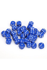 Chessex d6 Cube 12mm Opaque Blue with White (36)