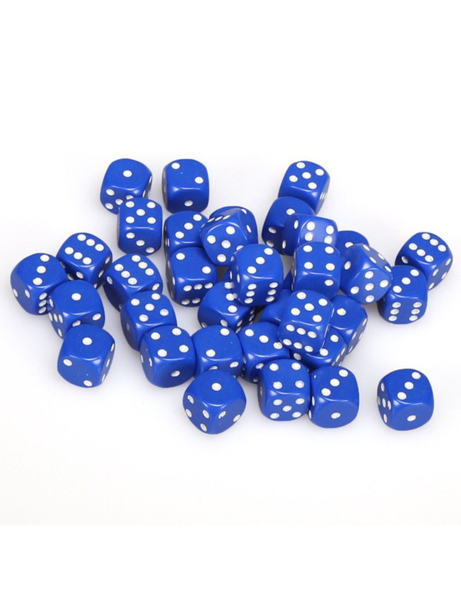 Chessex d6 Cube 12mm Opaque Blue with White (36)