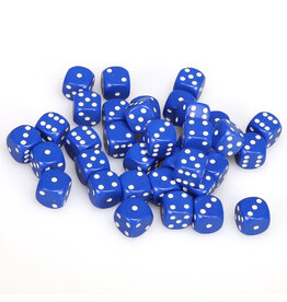 Chessex d6 Cube 12mm Opaque Blue with White (36)