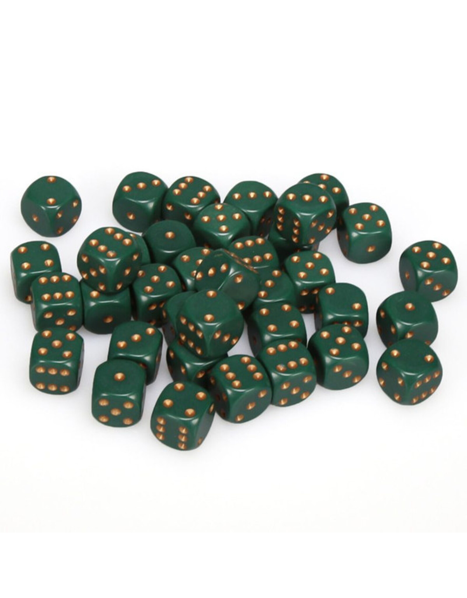 Chessex d6 Cube 12mm Opaque Dusty Green with Copper (36)