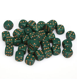 Chessex d6 Cube 12mm Opaque Dusty Green with Copper (36)