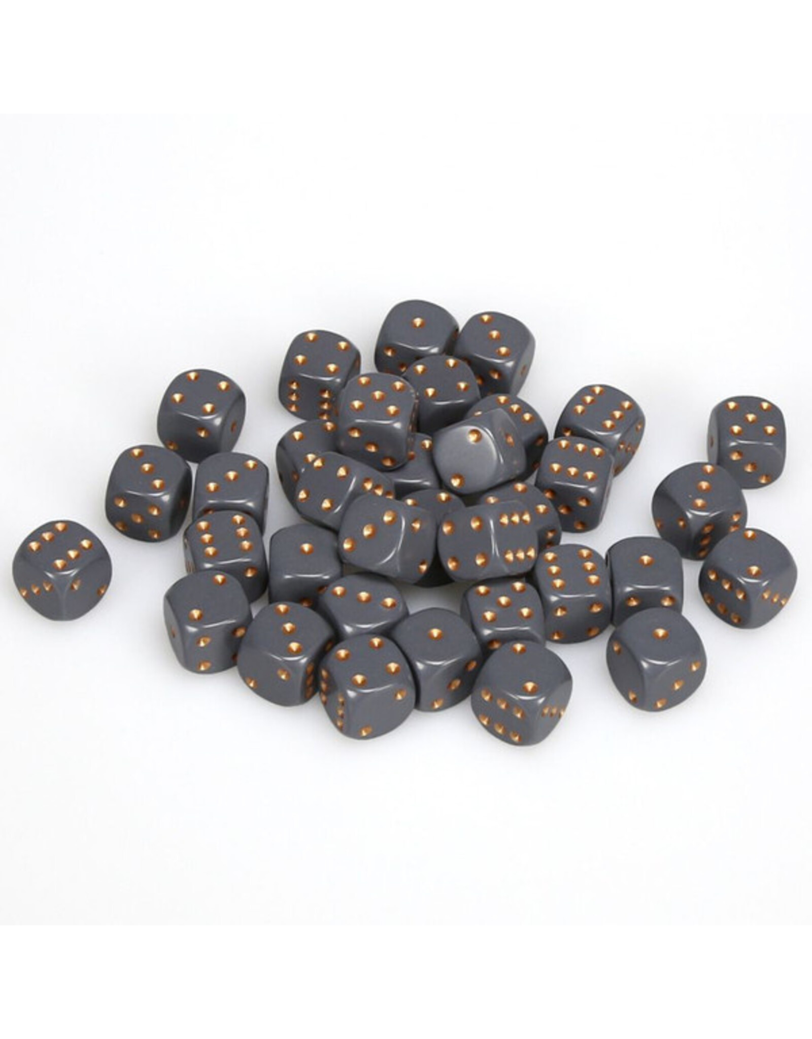 Chessex d6 Cube 12mm Opaque Dark Grey with Copper (36)