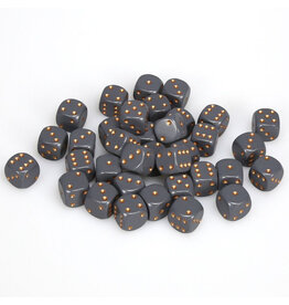 Chessex d6 Cube 12mm Opaque Dark Grey with Copper (36)