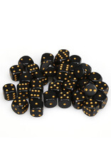 Chessex d6 Cube 12mm Opaque Black with Gold (36)