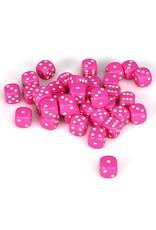 Chessex d6 Cube 12mm Opaque Pink with White (36)