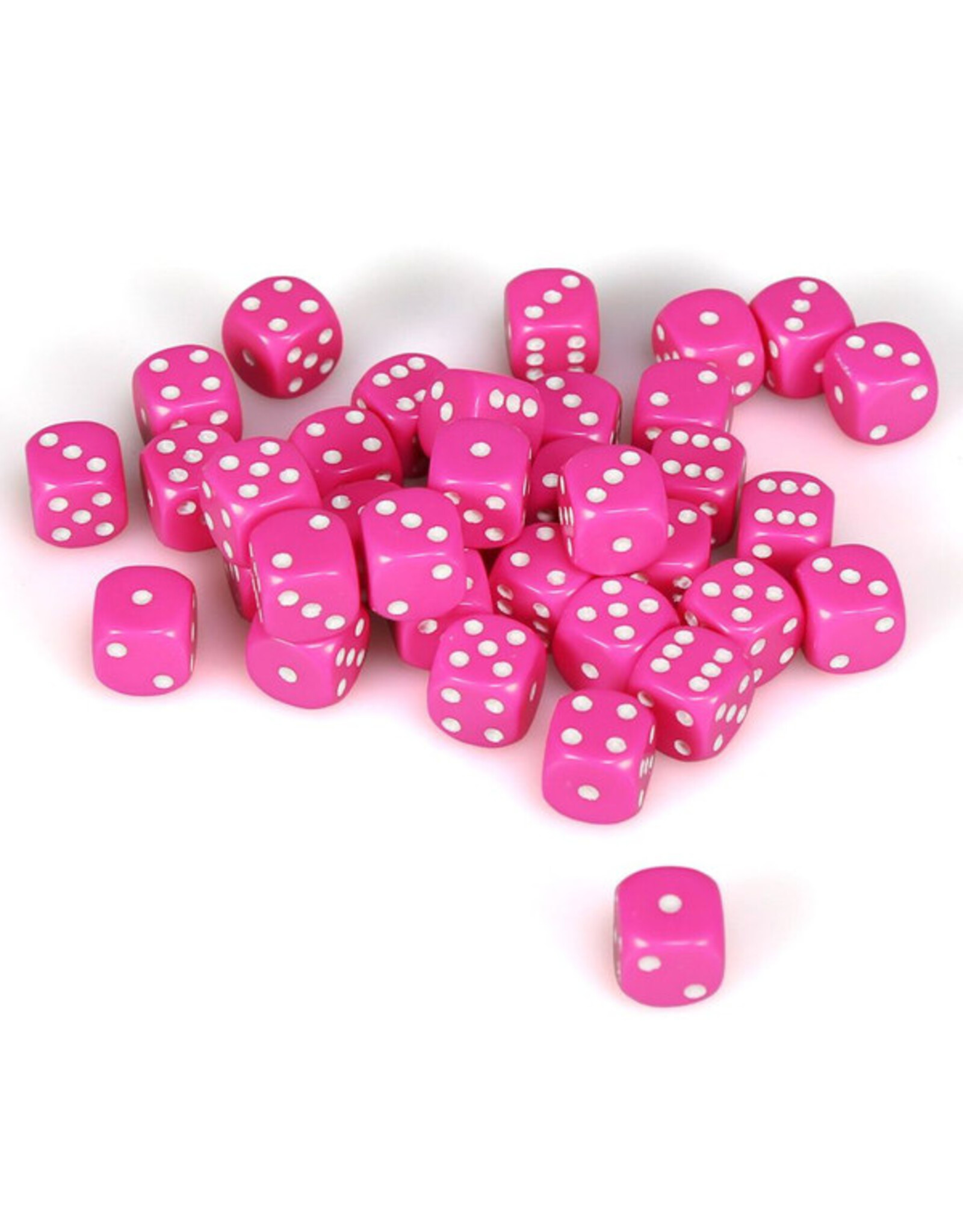 Chessex d6 Cube 12mm Opaque Pink with White (36)