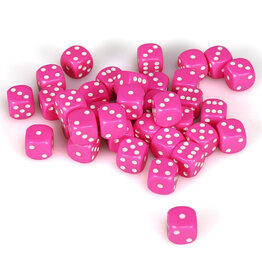 Chessex d6 Cube 12mm Opaque Pink with White (36)