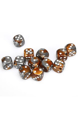 Chessex d6 Cube 16mm Gemini Copper and Steel with White (12)