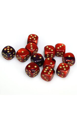 Chessex d6 Cube 16mm Gemini Purple and Red with Gold (12)