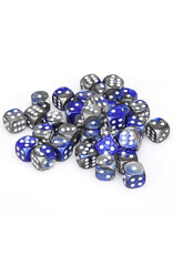 Chessex d6 Cube 12mm Gemini Blue and Steel with White (36)