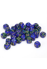 Chessex d6 Cube 12mm Gemini Blue and Green with Gold (36)