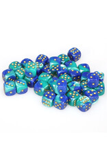Chessex d6 Cube 12mm Gemini Blue and Teal with Gold (36)