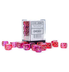 Chessex d6 Cube 12mm Gemini Translucent Red-Violet with Gold (36)