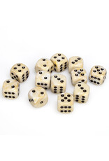 Chessex d6 Cube 16mm Marble Ivory with Black (12)