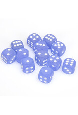 Chessex d6 Cube 16mm Frosted Blue with White (12)