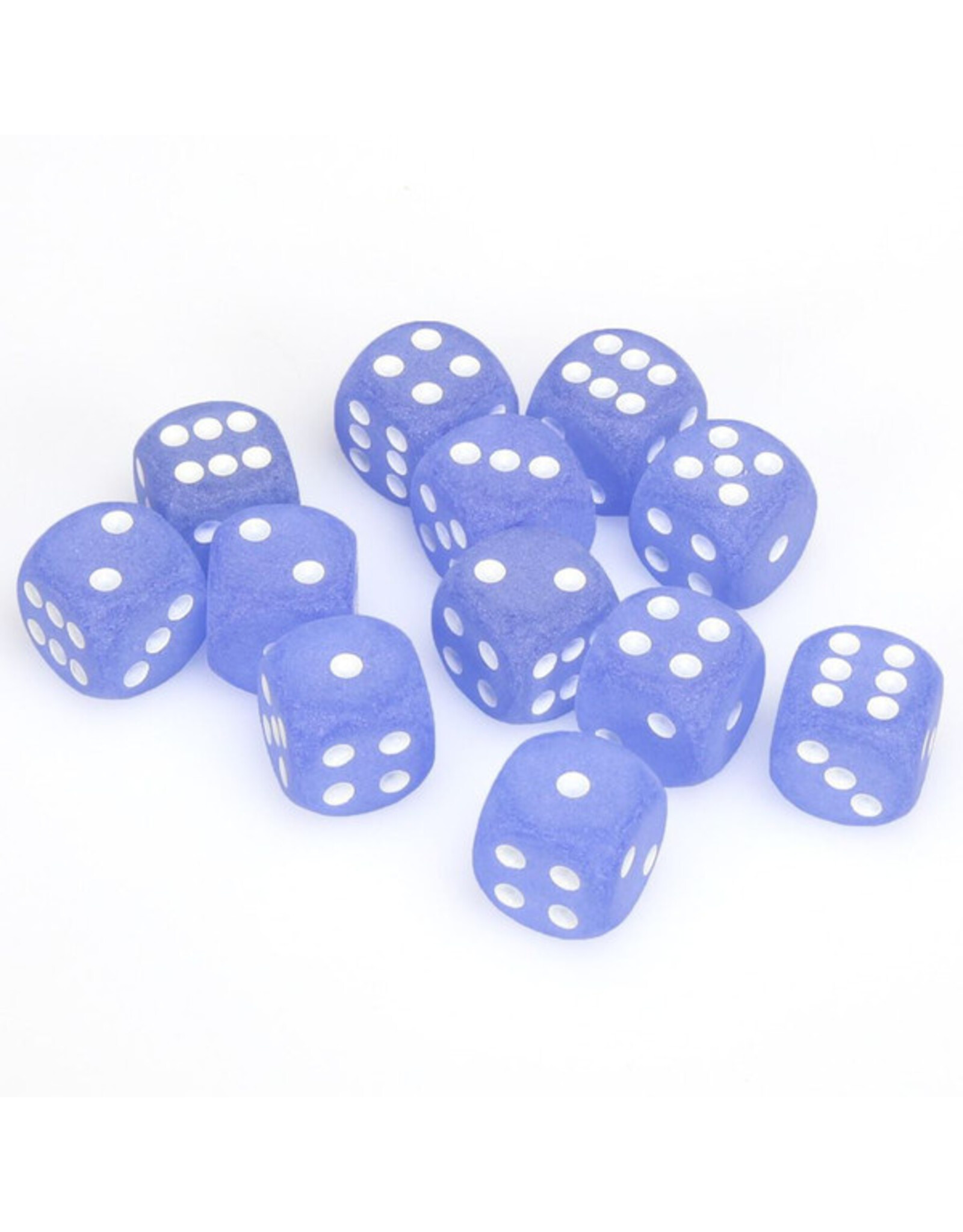 Chessex d6 Cube 16mm Frosted Blue with White (12)
