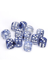Chessex d6 Cube 16mm Nebula Black with White (12)