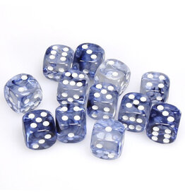 Chessex d6 Cube 16mm Nebula Black with White (12)