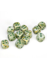 Chessex d6 Cube 16mm Marble Green with Dark Green (12)