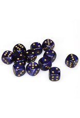 Chessex d6 Cube 16mm Scarab Royal Blue with Gold