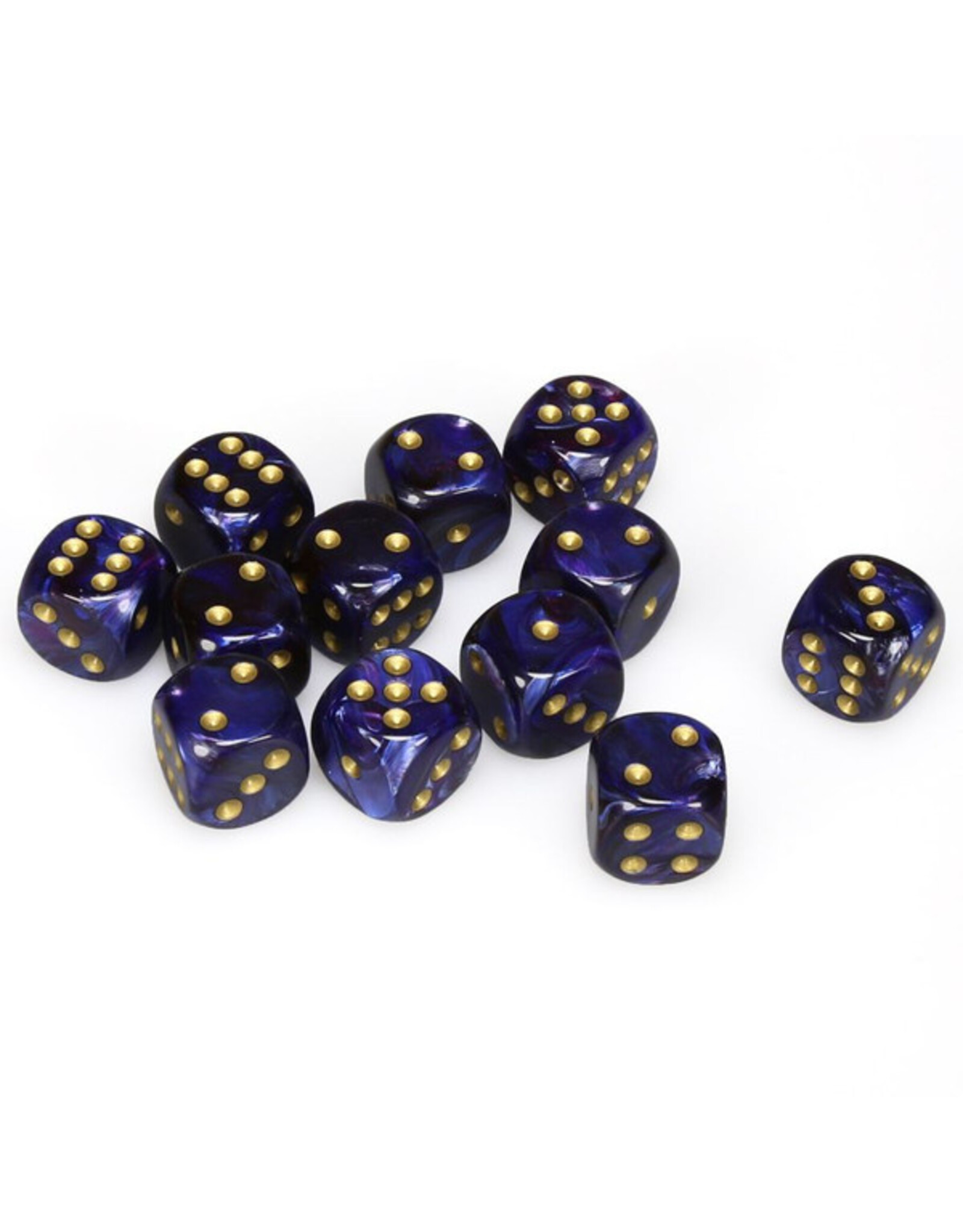 Chessex d6 Cube 16mm Scarab Royal Blue with Gold