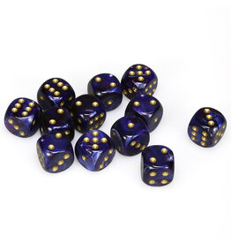 Chessex d6 Cube 16mm Scarab Royal Blue with Gold