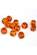 Chessex d6 Cube 16mm Vortex Orange with Black (12)