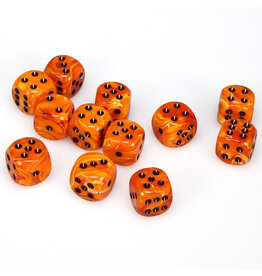 Chessex d6 Cube 16mm Vortex Orange with Black (12)