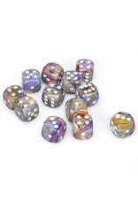 Chessex d6 Cube 16mm Festive Carousel with White (12)
