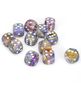 Chessex d6 Cube 16mm Festive Carousel with White (12)