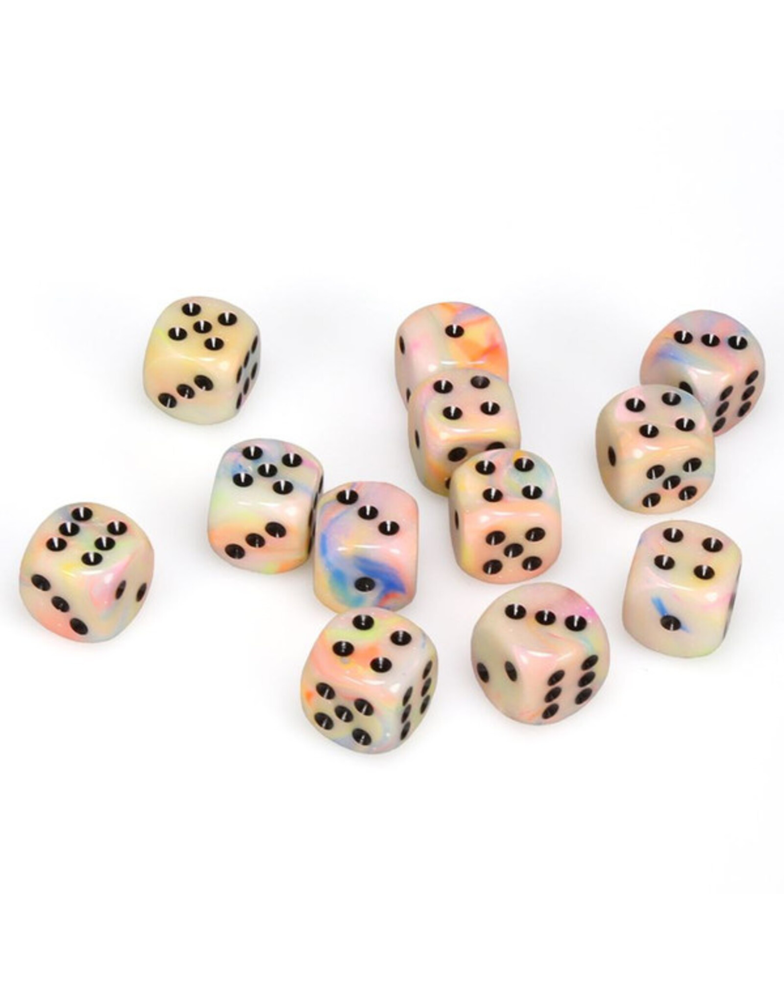 Chessex d6 Cube 16mm Festive Circus with Black (12)