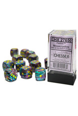 Chessex d6 Cube 16mm Festive Mosaic with Yellow (12)