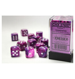 Chessex d6 Cube 16mm Festive Violet with White (12)