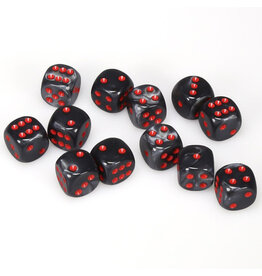 Chessex d6 Cube 16mm Velvet Black with Red (12)