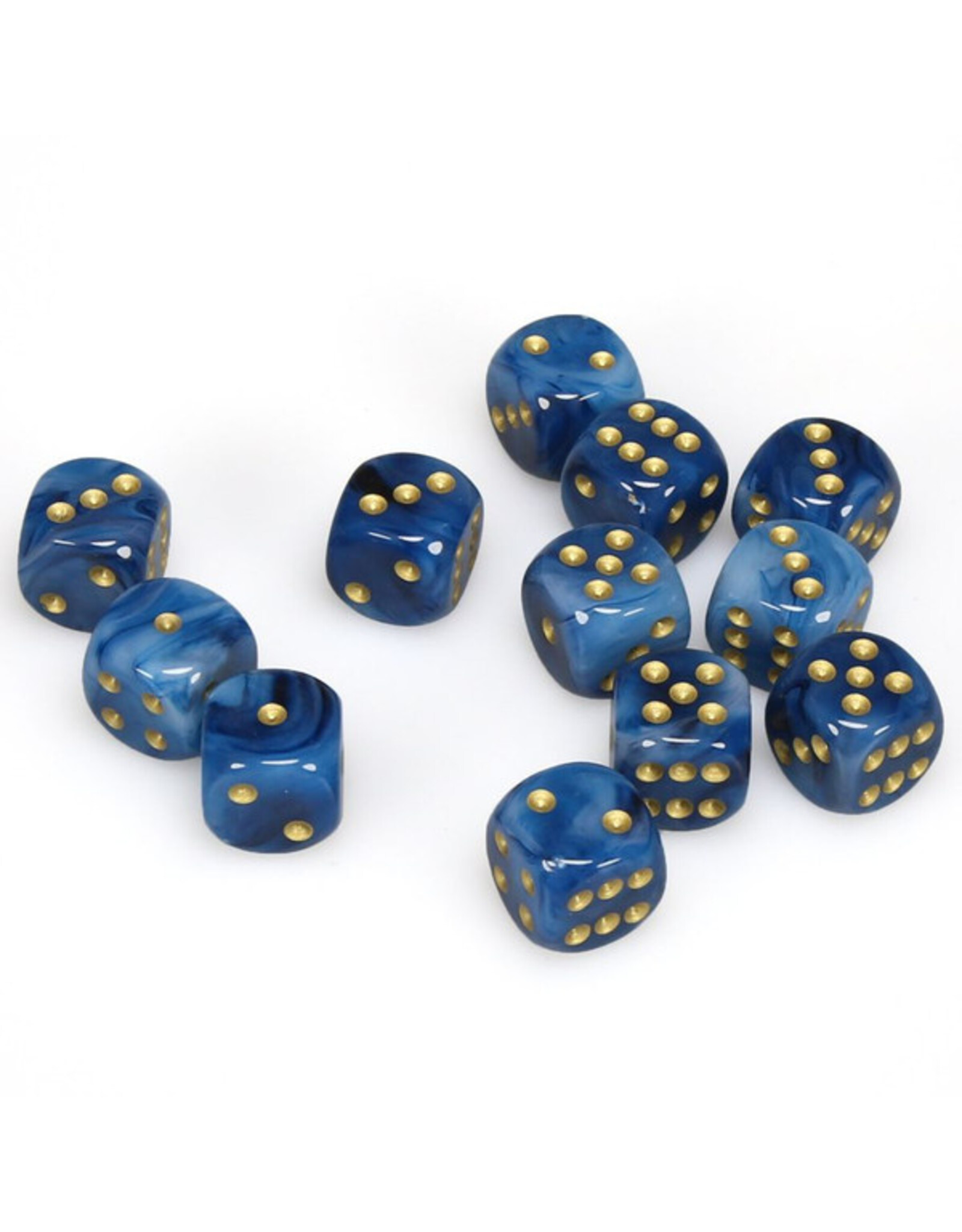 Chessex d6 Cube 16mm Phantom Teal with Gold (12)