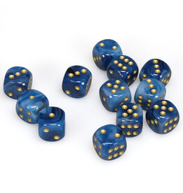 Chessex d6 Cube 16mm Phantom Teal with Gold (12)